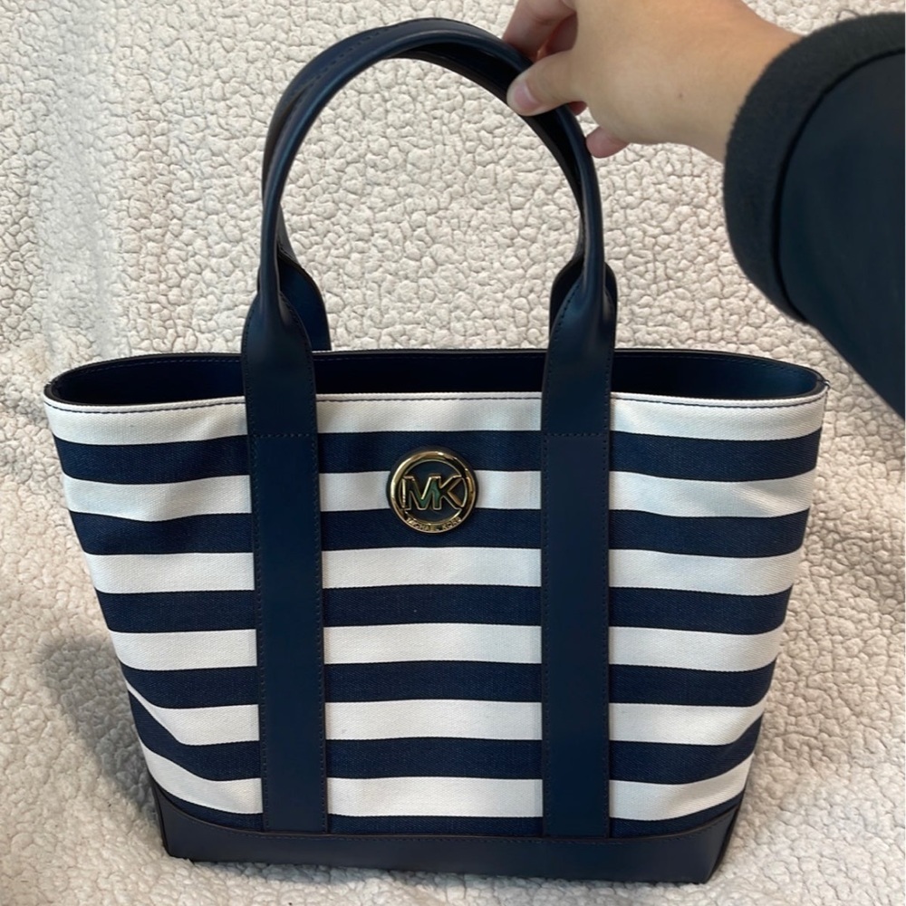 Michael Kors Fulton Tote Bag Navy & White Stripes